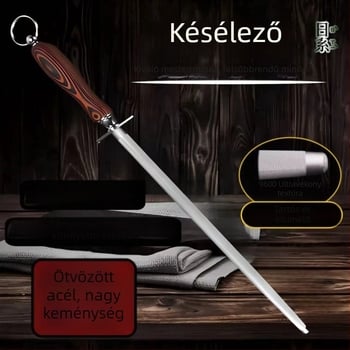 Ötvözött acélból készült élező rúd ultrafin textúrával, henteseknek és otthoni kés-ápoláshoz