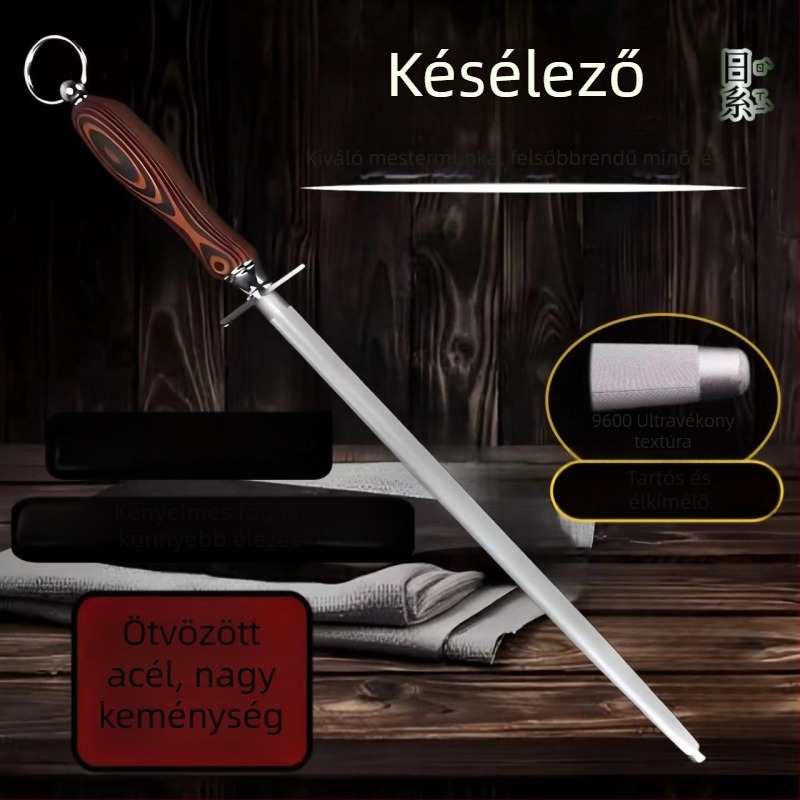 Ötvözött acélból készült élező rúd ultrafin textúrával, henteseknek és otthoni kés-ápoláshoz