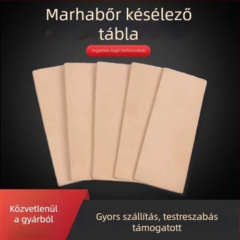 Tehénbőr késélező deszka, kétoldalas, konyhai használatra