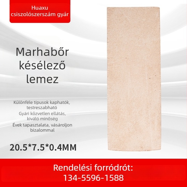 Tehénbőr késélező deszka, kétoldalas, konyhai használatra