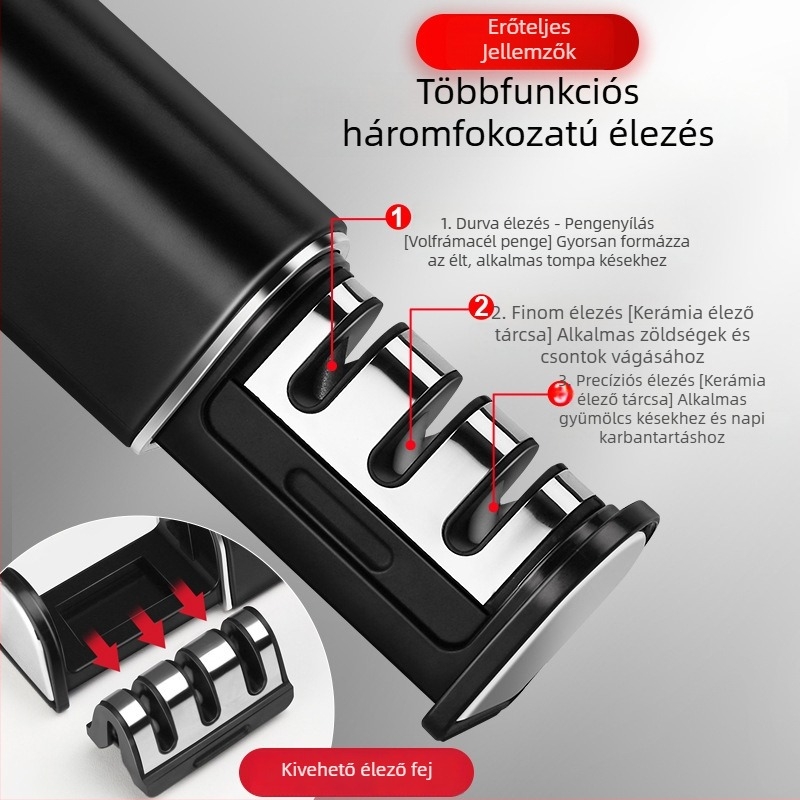 Többfunkciós élező kő fix szögű vezetővel a gyors élezéshez, konyhai késekhez