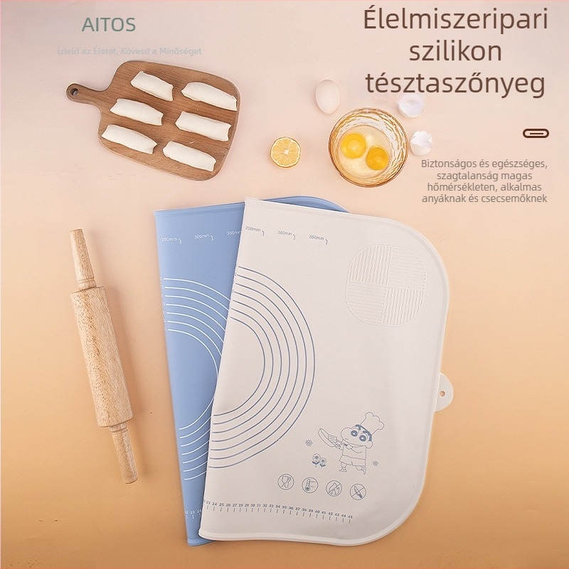 Szilikon tészta gyúró matrac, élelmiszer-minőségű, vastagított, extra-nagy méret, tészta nyújtásához és formázásához