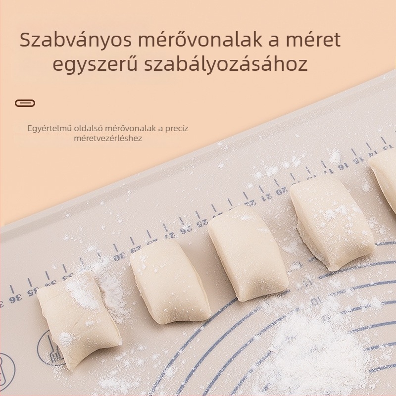 Szilikon tészta gyúró matrac, élelmiszer-minőségű, vastagított, extra-nagy méret, tészta nyújtásához és formázásához