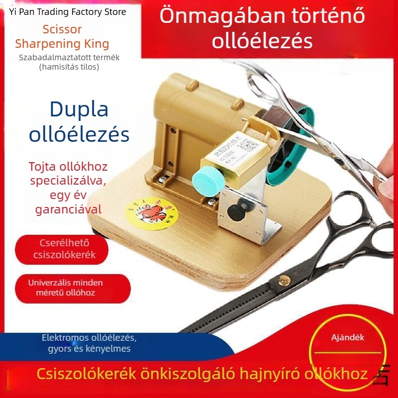 Önkiszolgáló ollóélező gép fodrászszalonok számára, hajvágó ollókhoz, háziállat-ápolására használt ollókhoz és varró ollókhoz