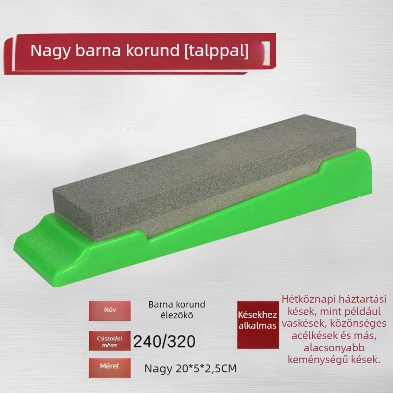 Kétoldalas élező kő késhez, barna korundummal, talppal