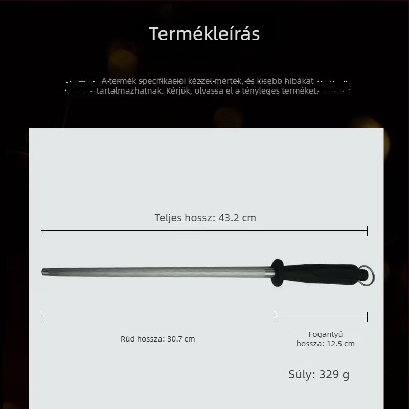 Rozsdamentes acélból készült késélező bot, kézi használatra, gyűrűs markolattal, hordozható konyhai eszköz