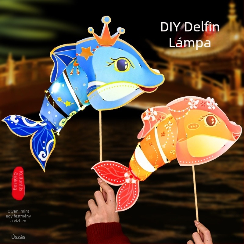 DIY készlet gyerekeknek – delfin alakú, világító, hordozható kis lámpa