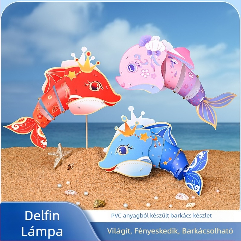DIY készlet gyerekeknek – delfin alakú, világító, hordozható kis lámpa