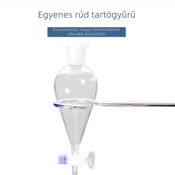 Laboratóriumi vasállvány vasból három gyűrűvel kolbák és szeparáló tölcsérhez, kis méretű, felső gyűrűvel