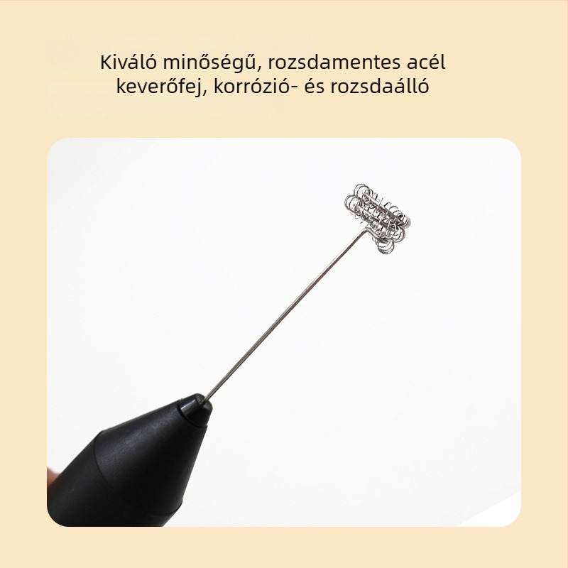 Kreatív mini elektromos tejhabosító, kézben tartható, vezeték nélküli, tojásfehérje keverő