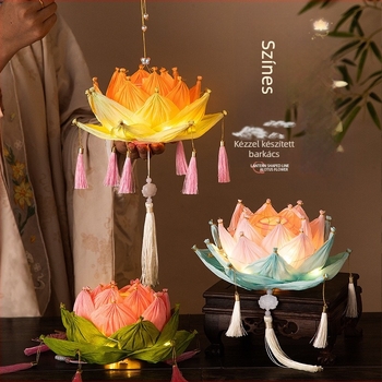 Őszi Középső Fesztivál lampionok, lótusz lampionok, DIY anyagok, kézzel készített világító papír lámpások, palotai stílusú
