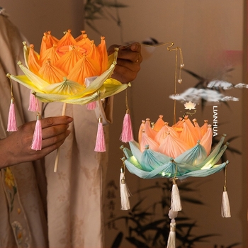 Őszi Középső Fesztivál lampionok, lótusz lampionok, DIY anyagok, kézzel készített világító papír lámpások, palotai stílusú