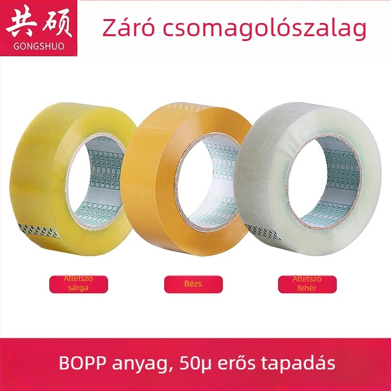 Átlátszó csomagoló szalag, 6,0 cm × 100 m, nagy tekercs, erős tapadással a dobozok zárásához