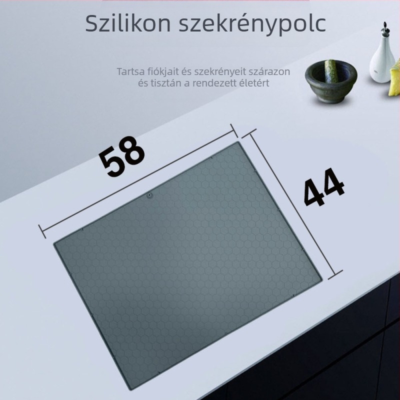 Silikonból készült mosogató alátét, gyémánt alakú, 58×44 cm, folt- és olajálló, vízelvezető, kis szekrényhez