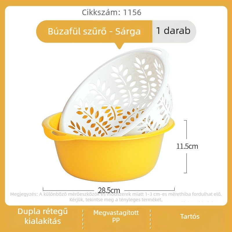 Camellia Két szintes műanyag leeresztő kosár zöldségek és gyümölcsök mosására
