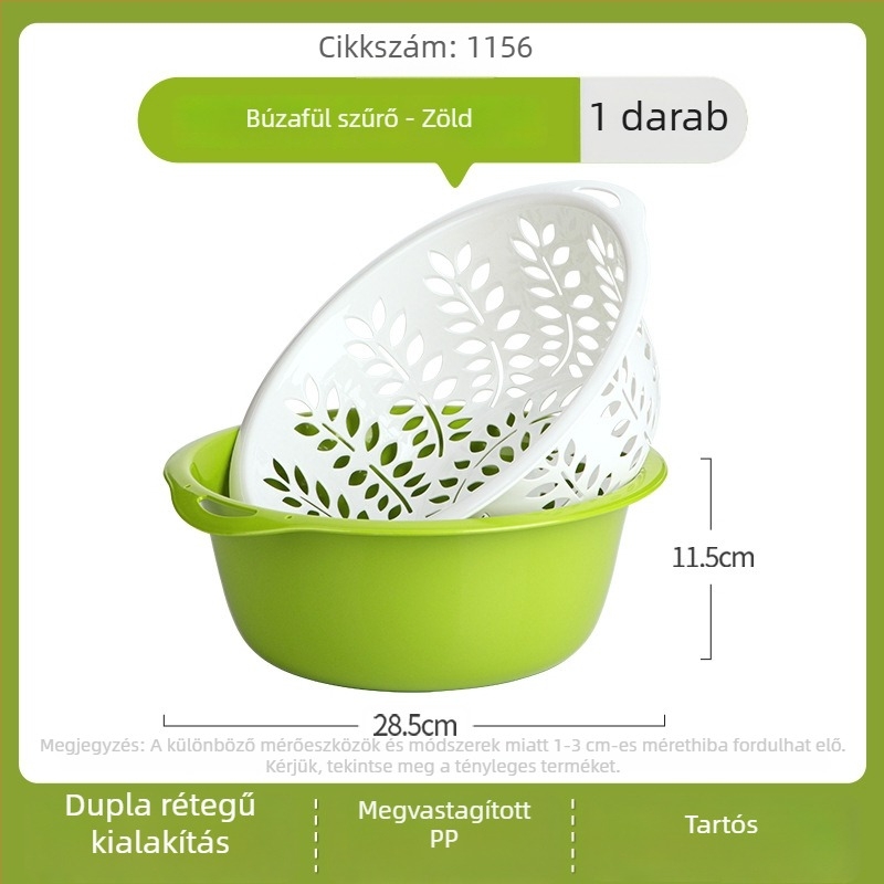 Camellia Két szintes műanyag leeresztő kosár zöldségek és gyümölcsök mosására