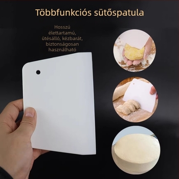 Műanyag sütő spatula, nagy trapez alakú formájú, krémes tortákhoz, csokoládéhoz és rizstészta tekercsekhez