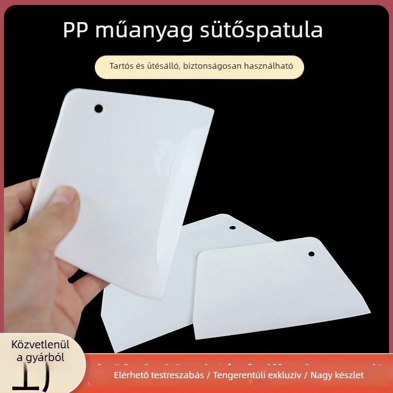 Műanyag sütő spatula, nagy trapez alakú formájú, krémes tortákhoz, csokoládéhoz és rizstészta tekercsekhez