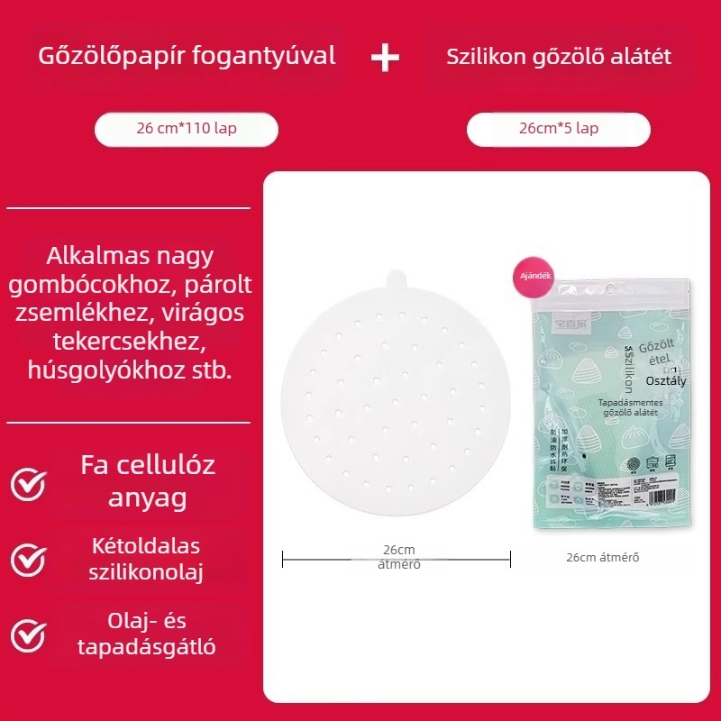 Egyszer használatos szilikon sütőpapír pároló alátétek, tapadásmentes, élelmiszer-biztonságos, otthoni használatra