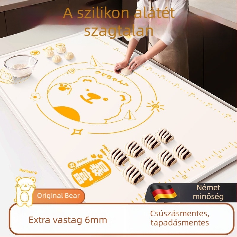 Élelmiszer-minőségű szilikon tészta- és nyújtó matrac, vastagított felülettel, penészálló és antibakteriális
