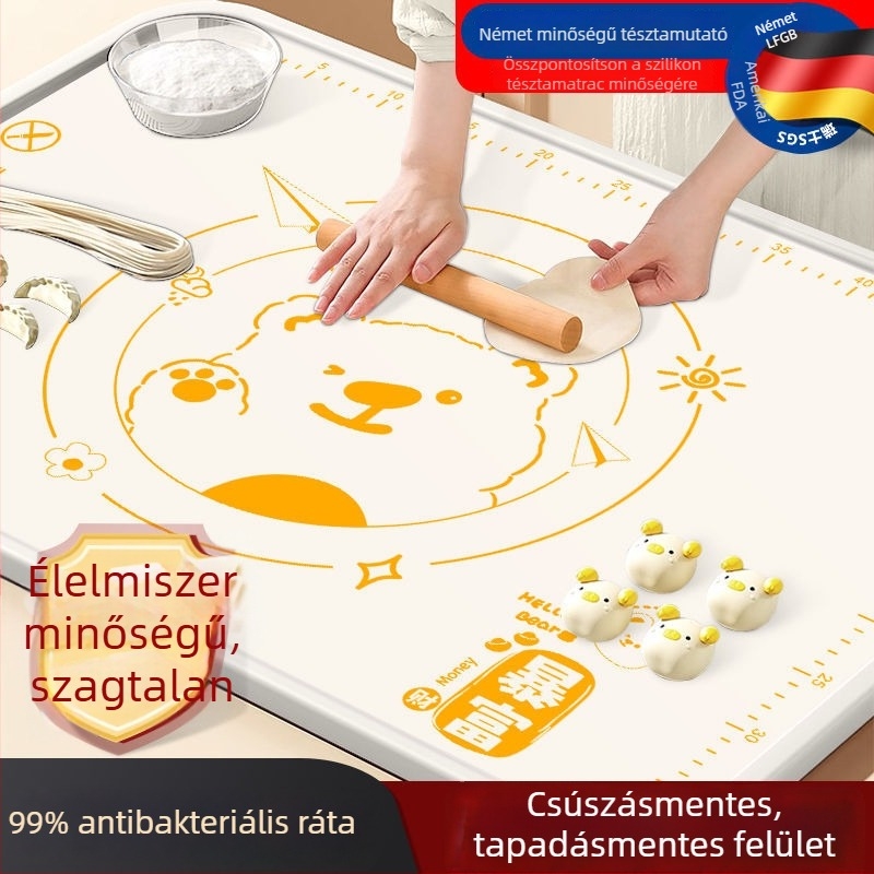 Élelmiszer-minőségű szilikon tészta- és nyújtó matrac, vastagított felülettel, penészálló és antibakteriális