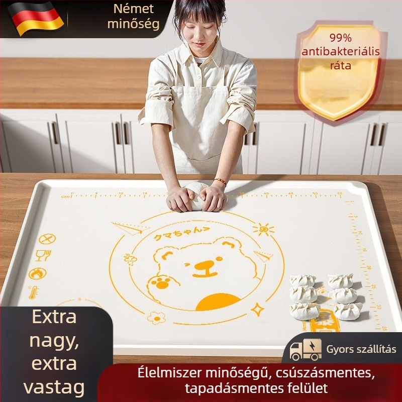 Élelmiszer-minőségű szilikon tészta- és nyújtó matrac, vastagított felülettel, penészálló és antibakteriális