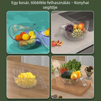 Többcélú leeresztő kosár rizs, zöldségek és gyümölcsök mosásához