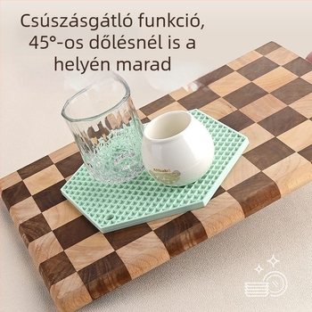 Szilikon hatszögletű étkezési alátét – hőálló, csúszásmentes, méhsejt mintázatú geometriai teás alátét
