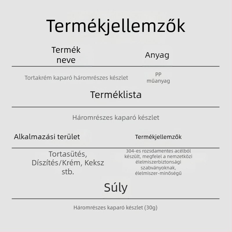 Háromrészes tortadíszítő készlet – krém spatula