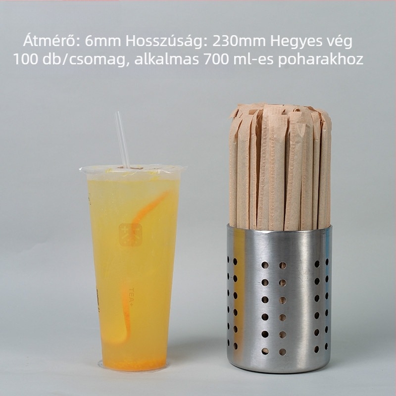 Egyszer használatos merev teás szívócsövek, vékony egyenes szívószálak teához, kávéhoz, gyümölcsléhez és citromos teához, egyenként csomagolva, 100 db