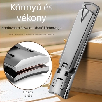 Kulcstartós körömvágó, ultra vékony, összecsukható, rozsdamentes acélból, könnyű