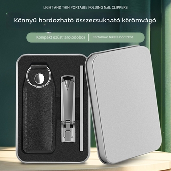 Kulcstartós körömvágó, ultra vékony, összecsukható, rozsdamentes acélból, könnyű