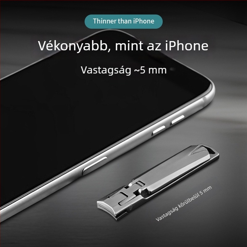 Kulcstartós körömvágó, ultra vékony, összecsukható, rozsdamentes acélból, könnyű