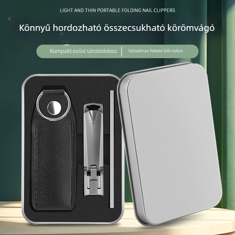 Kulcstartós körömvágó, ultra vékony, összecsukható, rozsdamentes acélból, könnyű