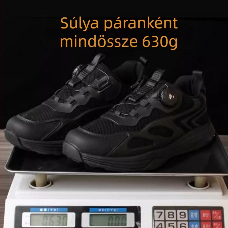 Új stílusú nyári fekete edzőcipő kültéri futáshoz — forgó gombbal, gyors reagálású, szúrásálló