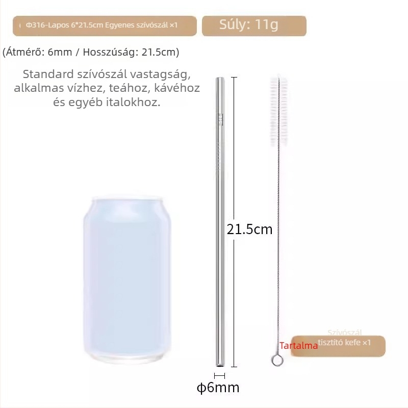 Kibővített 316 rozsdamentes acél szívócső bubble tea-hez, fém ivócső nagypohárhoz, 23/26/30 cm
