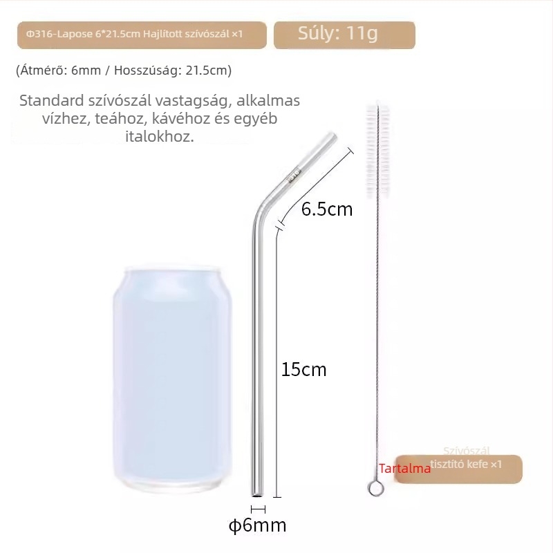 Kibővített 316 rozsdamentes acél szívócső bubble tea-hez, fém ivócső nagypohárhoz, 23/26/30 cm