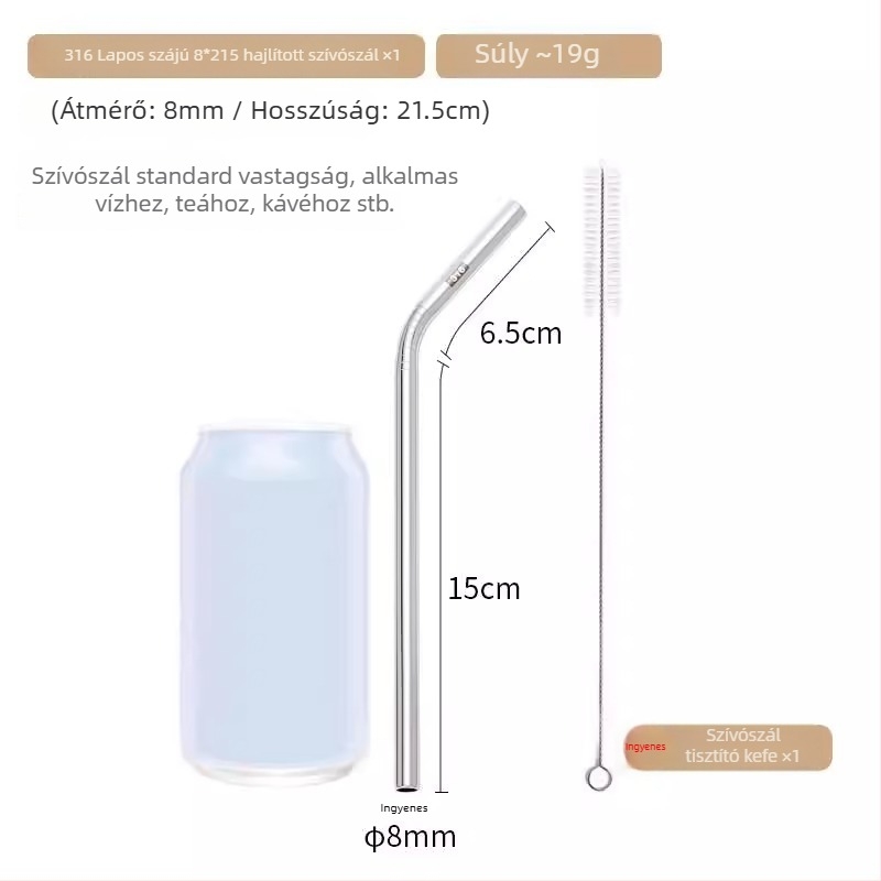 Kibővített 316 rozsdamentes acél szívócső bubble tea-hez, fém ivócső nagypohárhoz, 23/26/30 cm