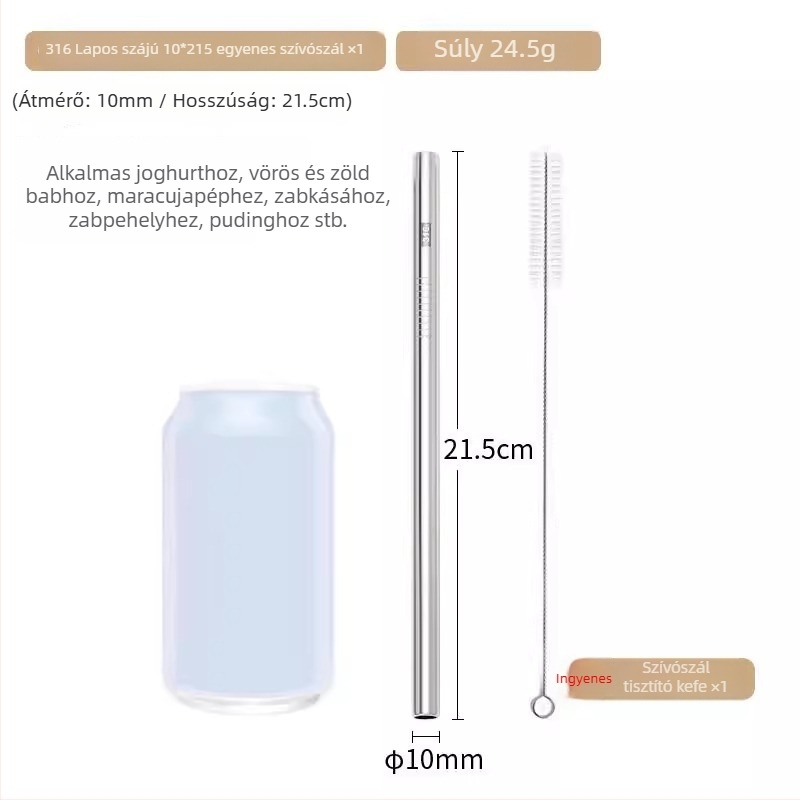 Kibővített 316 rozsdamentes acél szívócső bubble tea-hez, fém ivócső nagypohárhoz, 23/26/30 cm