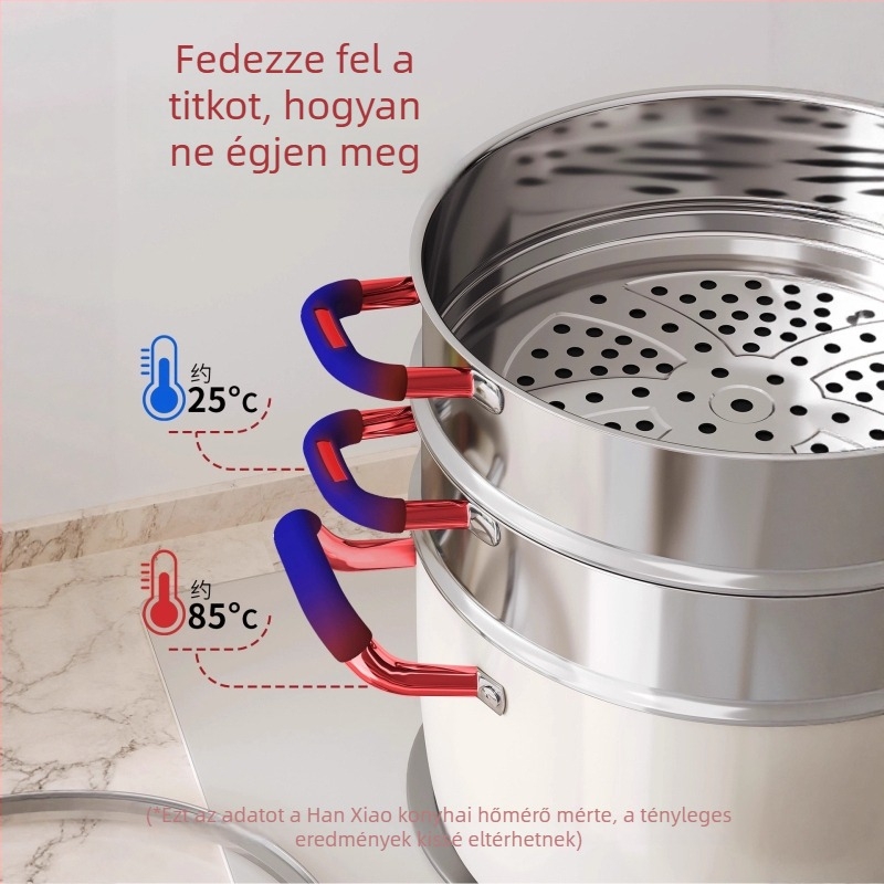 Otthoni pároló rács 316-os rozsdamentes acélból, élelmiszer-minőségű, univerzális fogantyú tejfazékhoz, magasított és vastagított pároló rács