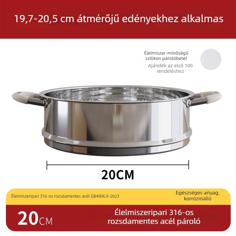 Otthoni pároló rács 316-os rozsdamentes acélból, élelmiszer-minőségű, univerzális fogantyú tejfazékhoz, magasított és vastagított pároló rács