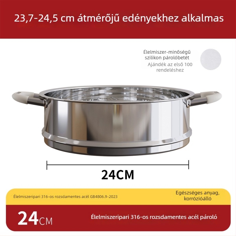 Otthoni pároló rács 316-os rozsdamentes acélból, élelmiszer-minőségű, univerzális fogantyú tejfazékhoz, magasított és vastagított pároló rács