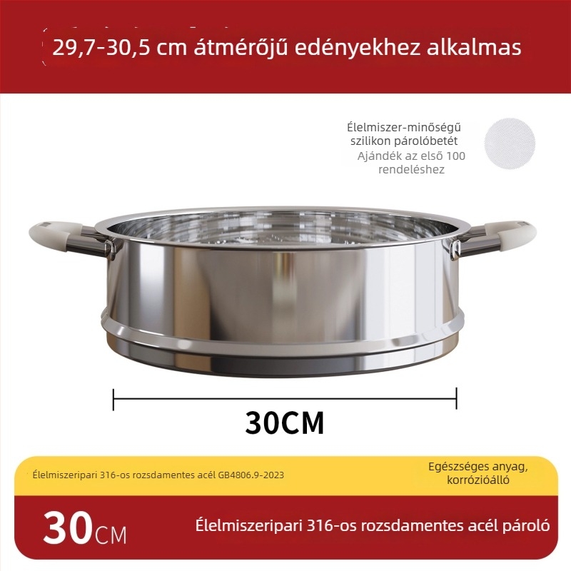 Otthoni pároló rács 316-os rozsdamentes acélból, élelmiszer-minőségű, univerzális fogantyú tejfazékhoz, magasított és vastagított pároló rács