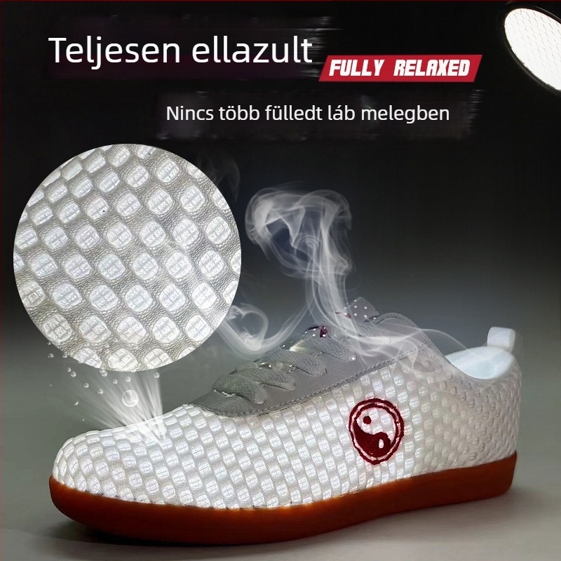 Lélegző hálós Tai Chi cipő férfiaknak és nőknek, tartós puha talpú harcművészeti cipő, edzőcipő Kung Fu-hoz és jóga