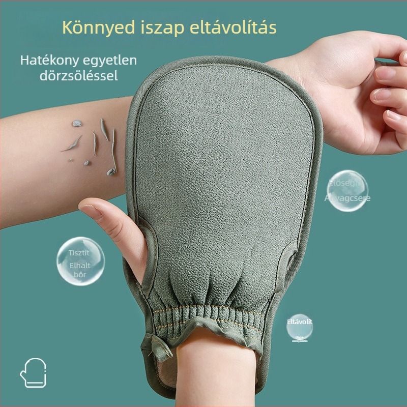 Otthoni használatra szánt hámlasztó fürdőkesztyű, erős hátbőr-eltávolítás, fájdalommentes tisztítás, durva textúra, szürke