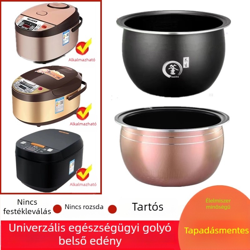 Universális belső edény rizsfőzőhöz, 5 literes kapacitás, kompatibil Meiling, Wanlida és Xianke, vastagított gömb alakú belső edény