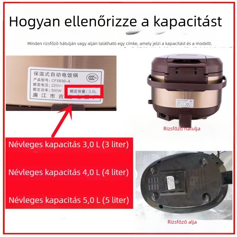 Universális belső edény rizsfőzőhöz, 5 literes kapacitás, kompatibil Meiling, Wanlida és Xianke, vastagított gömb alakú belső edény