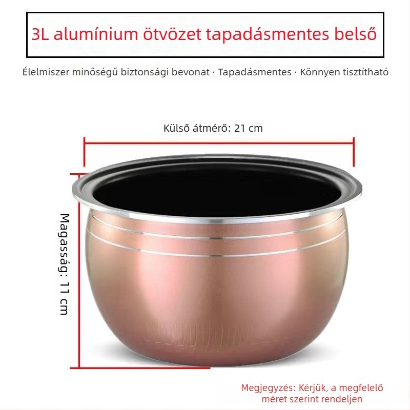 Universális belső edény rizsfőzőhöz, 5 literes kapacitás, kompatibil Meiling, Wanlida és Xianke, vastagított gömb alakú belső edény