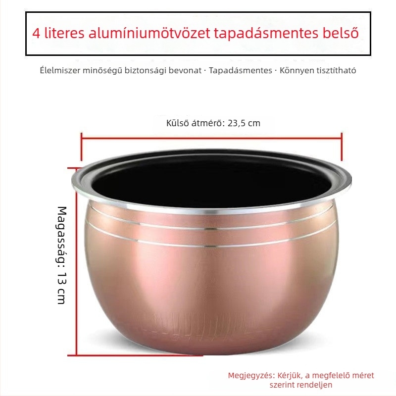 Universális belső edény rizsfőzőhöz, 5 literes kapacitás, kompatibil Meiling, Wanlida és Xianke, vastagított gömb alakú belső edény