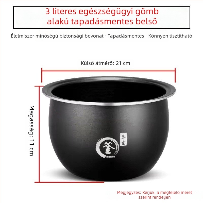 Universális belső edény rizsfőzőhöz, 5 literes kapacitás, kompatibil Meiling, Wanlida és Xianke, vastagított gömb alakú belső edény